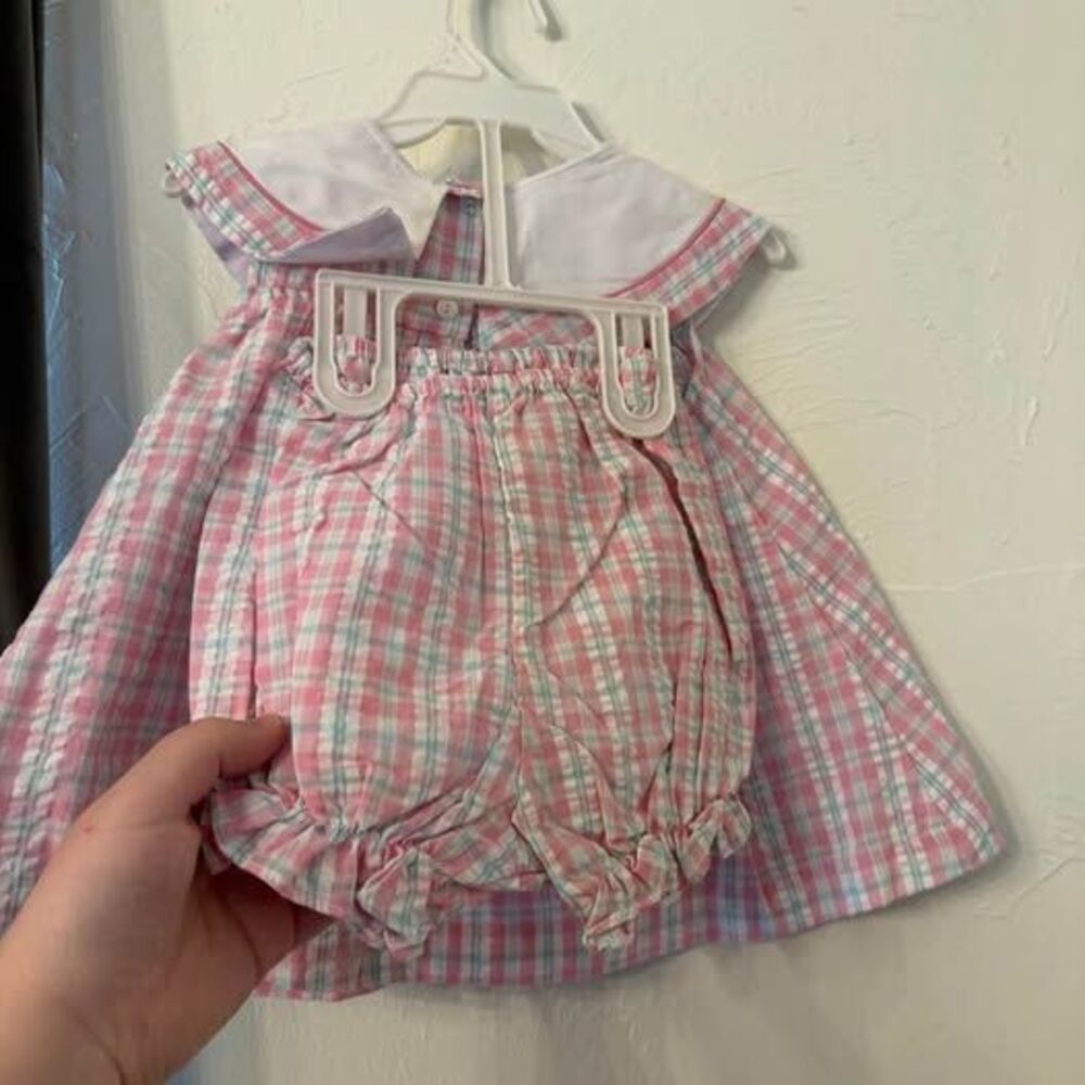 Vintage Samara plaid gingham bow dress and bloomers NWT Sz 18 months - Picture 5 of 7